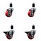 Service Caster 3'' Red Poly Wheel Swivel 1-1/2'' Expanding Stem Caster Set 2 Brakes, 4PK SCC-EX20S314-PPUB-RED-2-PLB-2-112 - alternate 1